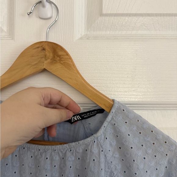 Zara Light Blue Mini Swing Dress NWOT - Picture 6 of 7